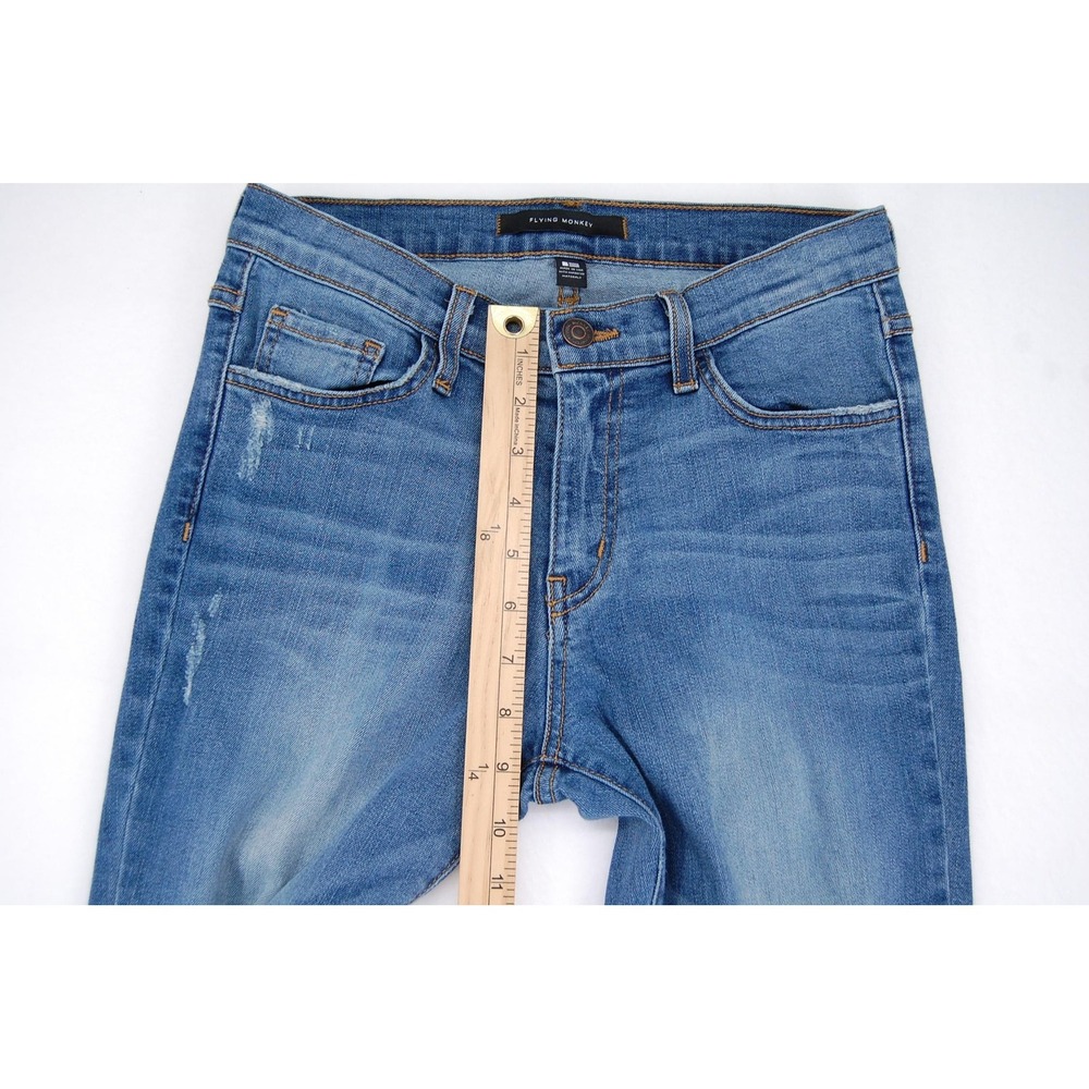 Flying Monkey Jeans Womens 27 Blue Mid Rise Ankle Skinny Distressed‎ Stretch - Picture 13 of 15